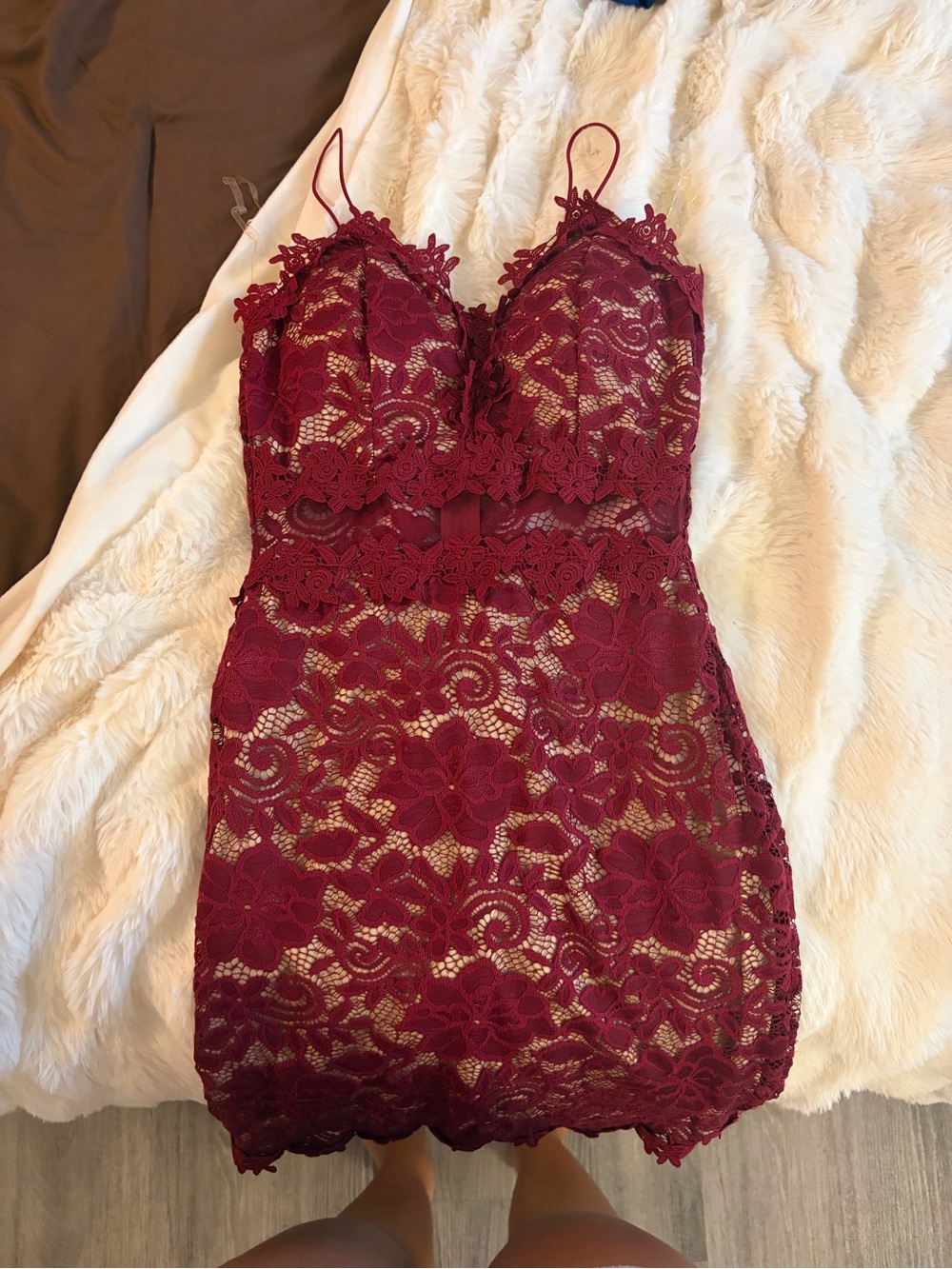 Windsor Burgundy Lace Mini Dress